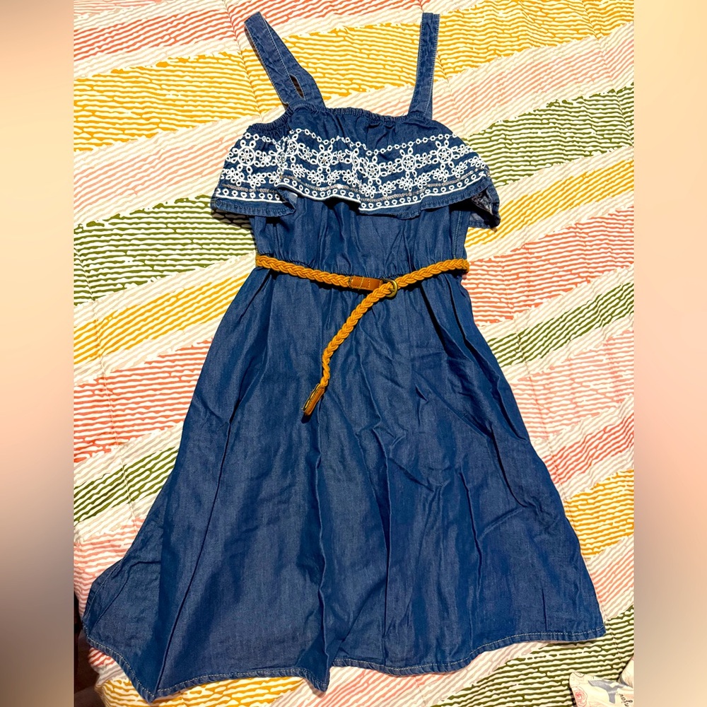 Justice Blue Ruffled Tiered Sundress with Square Neck